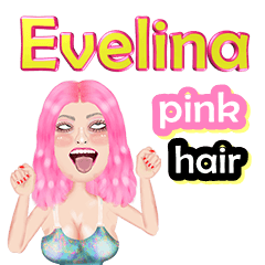 Evelina - pink hair - Big sticker