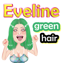 Eveline - green hair- Big sticker
