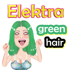 Elektra - green hair - Big sticker