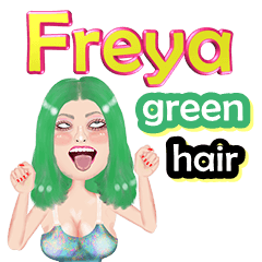 Freya - green hair - Big sticker