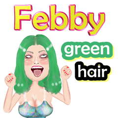 Febby - green hair - Big sticker