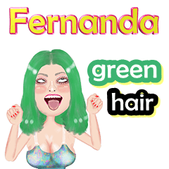 Fernanda - green hair - Big sticker