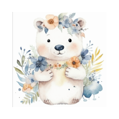 Watercolor Floral Bear Stamps