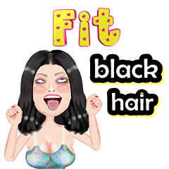 Fit - black hair - Big sticker