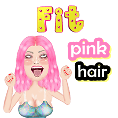 Fit - pink hair - Big sticker