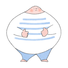 A chubby man with stripes