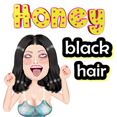 Honey - black hair - Big sticker