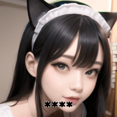 black white cutie cat maid