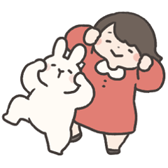 Rabbit and girl sticker
