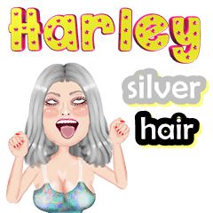 Harley - silver hair - Big sticker