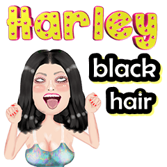 Harley - black hair - Big sticker