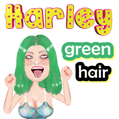Harley - green hair - Big sticker