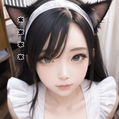 Sexy Cute White Black Cat Ears Maid