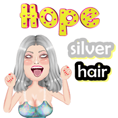Hope - silver hair - Big sticker