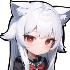 Kawaii White Nekomimi Cat Girl
