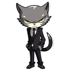 black cat in business suit