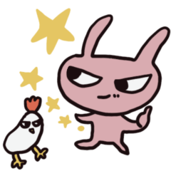 ウサギとニワトリのキャラスタンプ