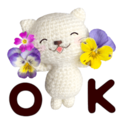 Amigurumi white cat (Flower)