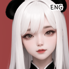 ENG 可愛的小白熊貓女孩