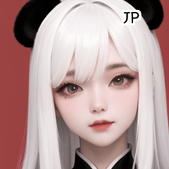 JP 귀여운 흰색 팬더 소녀