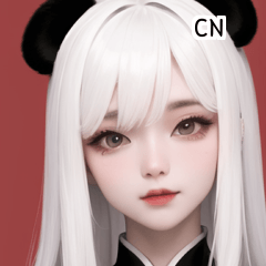 CN 可愛的小白熊貓女孩