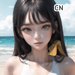 CN white swimsuit bikini girl