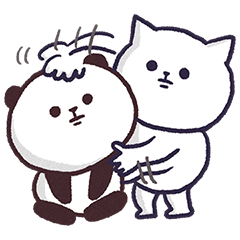 little panda and cat easy to use sticker