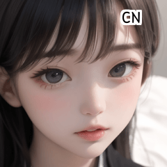 CN cute black hair girl