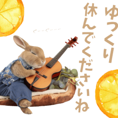 Ukulele Rabbit and Mikan Sticker2
