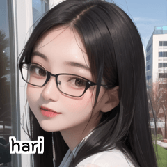 Black horn-rimmed glasses teacher hari