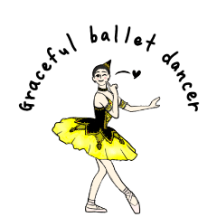 Ballet girl casual Sticker. English.