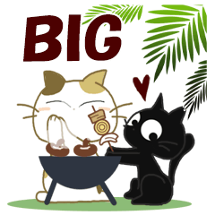 Big Sticker. black cat and calico cat