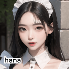 Cute black hair made girl hana