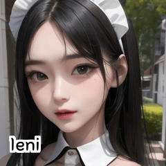 A cute black-haired maid leni