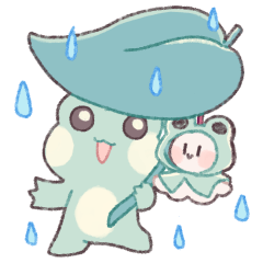 กบน่ารักและตุ๊กตาไล่ฝน