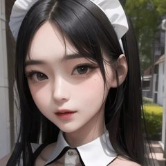 A cute black-haired maid