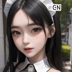CN cute black-haired maid