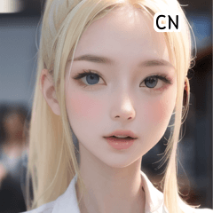 CN blonde black suit office lady