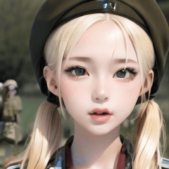 blond army soldier girl