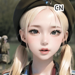 CN blond army soldier girl