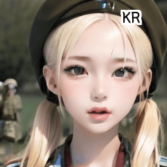 KR blond army soldier girl
