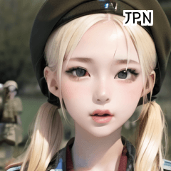 JPN blond army soldier girl