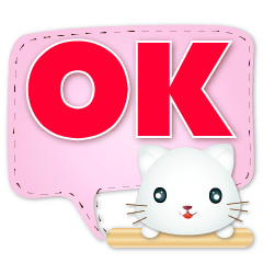 Cute white cat-colorful Speech balloons