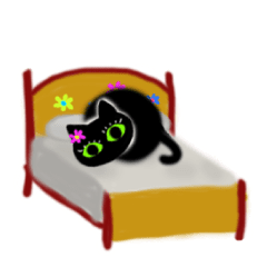 Moving Cute Black Cat Haruko's Sticker.