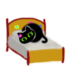 Moving Cute Black Cat Haruko's Sticker.