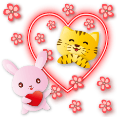 big stickers-cute tiger and pink rabbit – LINE貼圖 | LINE STORE