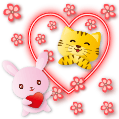 big stickers-cute tiger and pink rabbit