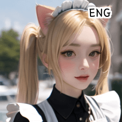 ENG blonde maid cosplay girl