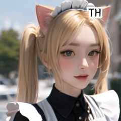 TH blonde maid cosplay girl