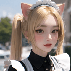 blonde maid cosplay girl